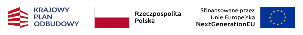 Logotypy: Krajowy Plan Odbudowy, Rzeczpospolita Polska, oraz Unia Europejska