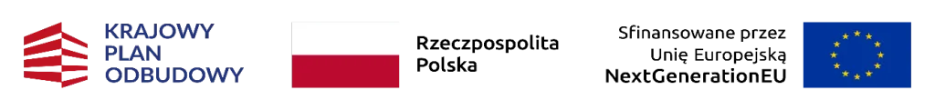 Logotypy: Krajowy Plan Odbudowy, Rzeczpospolita Polska, oraz Unia Europejska